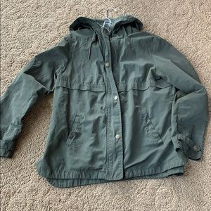 Olive Green light jacket.